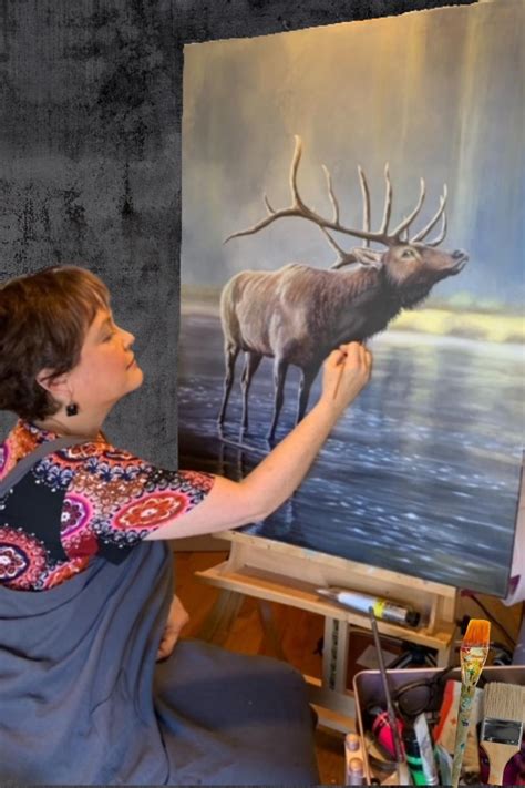 "Majestic Morning" Original Wildlife Elk Painting by Holly Allen