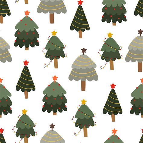 Premium Vector Holiday Seamless Pattern With Christmas Tree