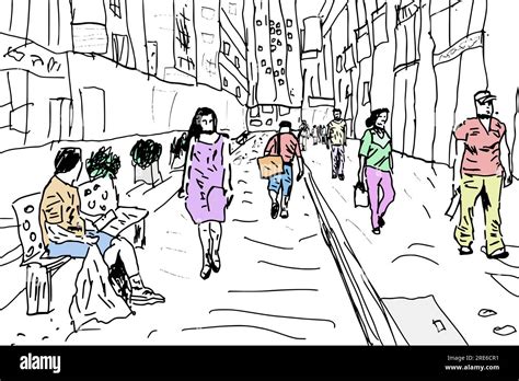 Vector illustration people walk hi-res stock photography and images - Alamy