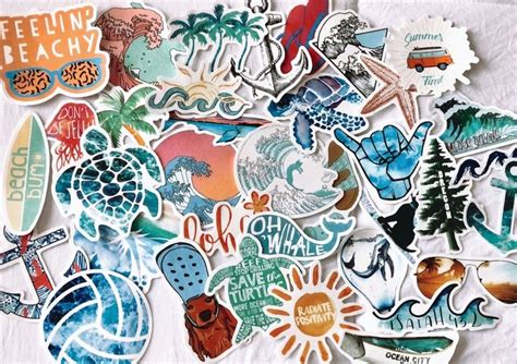 Beach Sticker Pack Beach Stickers Aesthetic Stickers Boho Etsy