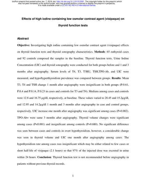 (PDF) Effects of high iodine containing low osmolar contrast agent ...