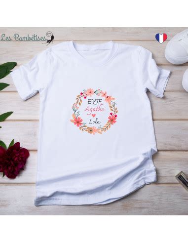 T Shirt Evjf Personnalis Fleurs Les Bambetises