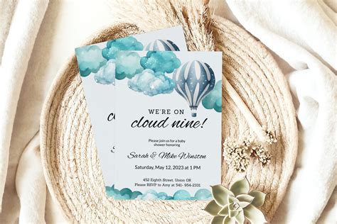 Blue Hot Air Balloon Baby Shower Invitation Oh Boy Invite It S A Boy