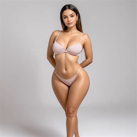 Confident Woman In Stylish Nude Bikini