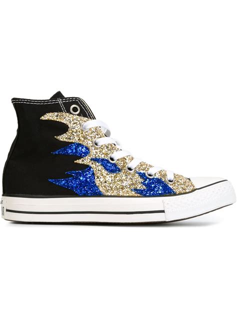 Converse Sequin Flame Sneakers in Black | Lyst