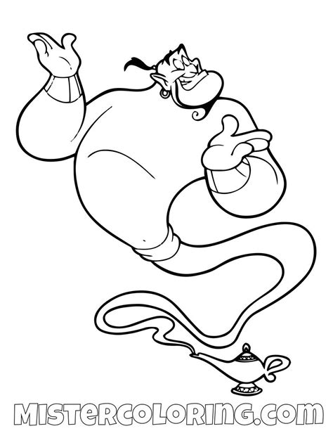 Genie Coloring Pages Aladdin Disney Colouring Wallpapers Coloriage