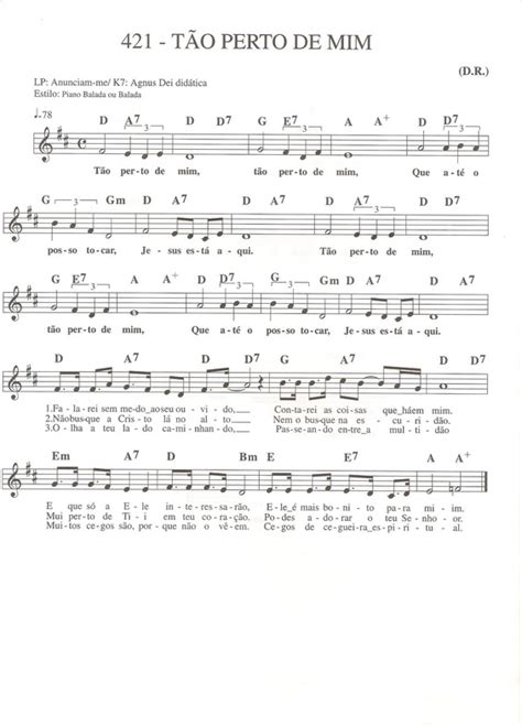 Leitura Perto De Mim - Super Partituras - Tão Perto de Mim (Músicas Cristãs), com cifra