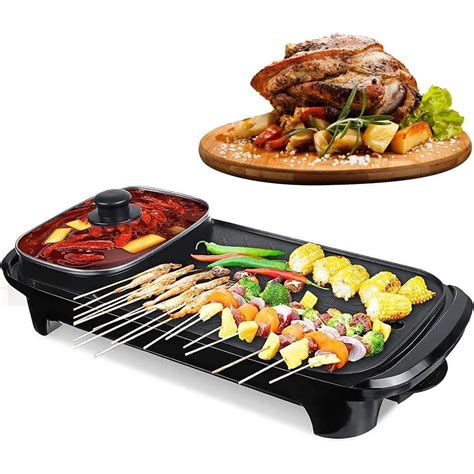 1300W Electric Grill With Hot Pot Grill,Temperature Contral, Indoor