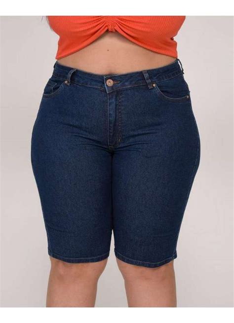 Bermuda Jeans Feminina Pedal Plus Size 48 Ao 56 Shyros 38084 Azul