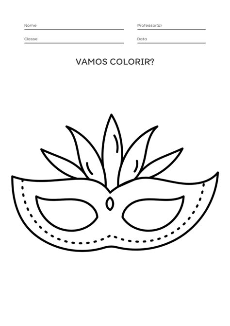 Mascara Infantil Para Imprimir - Máscara de Carnaval para Imprimir, Colorir e Recortar