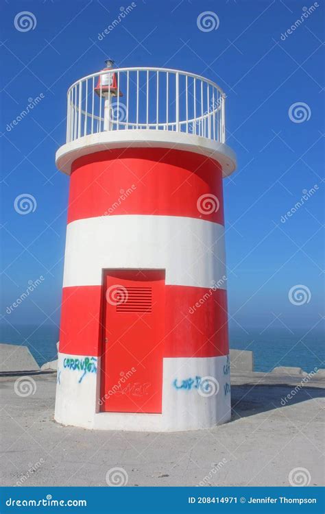 Lighthouse on Nazare Beach Portugal Stock Image - Image of white, nazare: 208414971