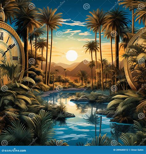 Astonishing Wallpaper Oasis In The Clock: Desert Oasis Scenes Inside