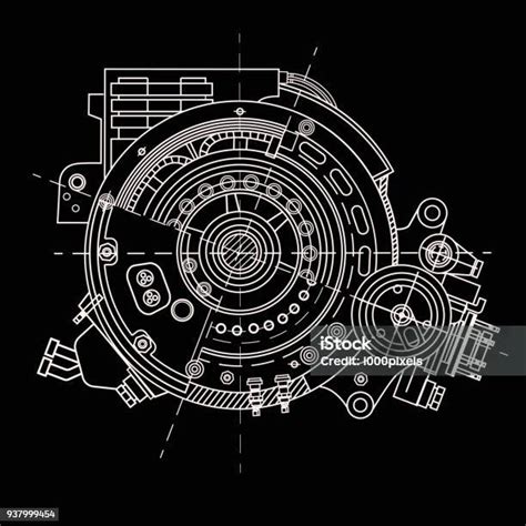 drawing  electric motor section representing  internal structure
