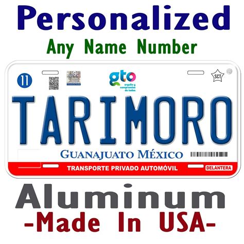 Guanajuato Tarimoro Mexico Any Name Personalized Novelty Car License