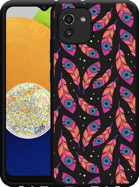 Cazy Hoesje Zwart Geschikt Voor Samsung Galaxy A03 Feather Art Bol