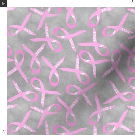 Breast Cancer Fabric Pink Hope Awareness Ribbon Scattered Etsy