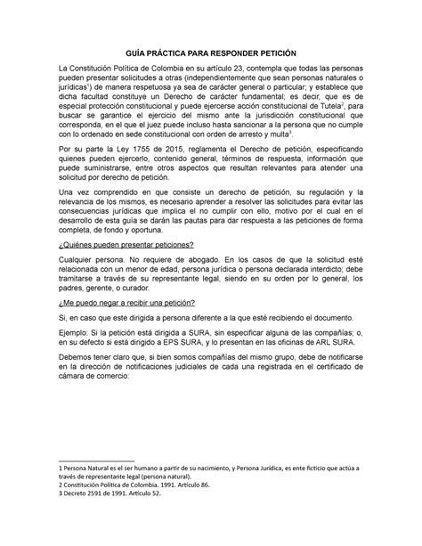 GUÍA Práctica PARA Responder Petición Borrador - GUÍA PRÁCTICA PARA