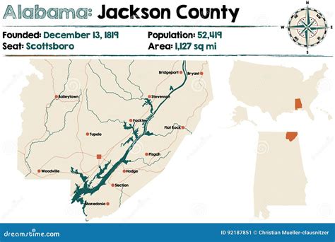 Alabama Jackson County Map Stock Vector Illustration Of Geography