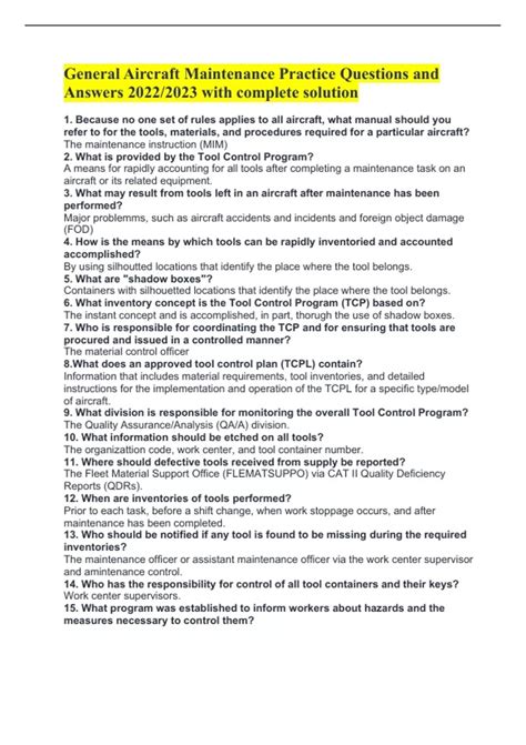 General Maintenance Test Questions And Answers Pdf 1