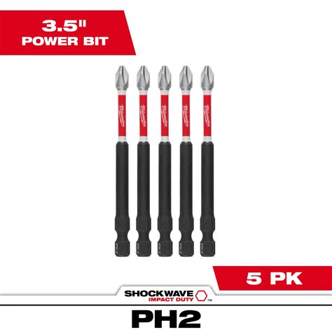 SHOCKWAVE™ 3-1/2” Impact Duty Phillips #2 Power Driver Bits (5 PK