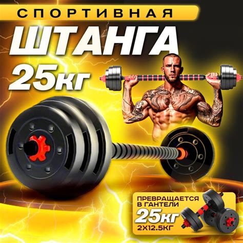 Штанга трансформер 25 кг спортивная, для тренировок дома + гантели ...