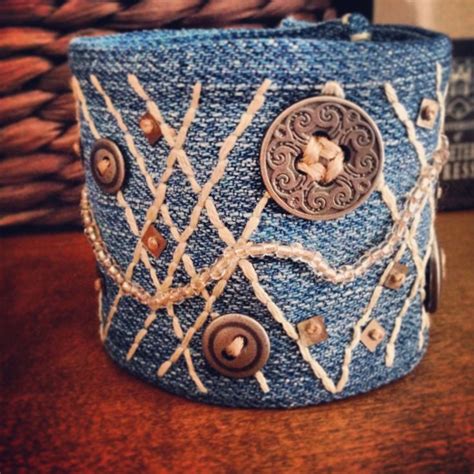 Upcycled Denim Cuff Bracelet