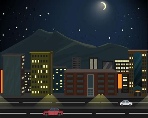 premium vector cityscape  night  moonlight