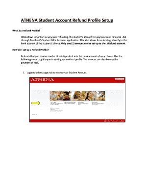 Fillable Online Busfin Uga Athena Student Account Refund Profile Setup