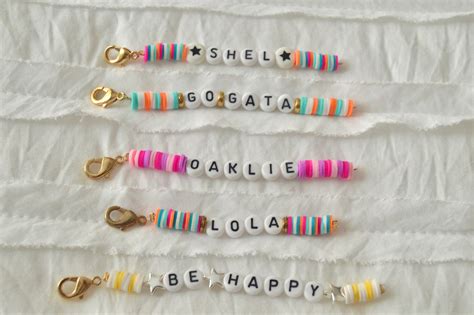 Custom Beaded Name Keychain Etsy