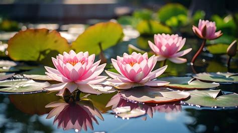 Premium AI Image There Are Two Pink Water Lillies In The Water With