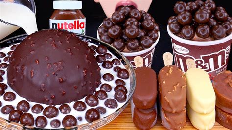 ASMR DARK MALTESERS MAGNUM CHOCOLATE ICE CREAM CAKE NUTELLA M M S