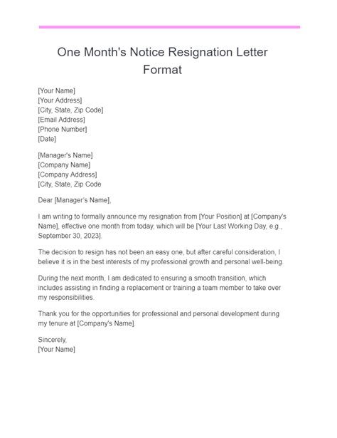 Resignation Letter Template 1 Month Notice Docusign Infoupdate Org