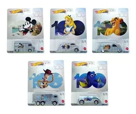 Set Hot Wheels Premium 5 Carrinhos Disney 100 Anos 1 64