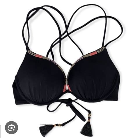 Victoria S Secret Swim Victorias Secret Black Bikini Top 36c Pushup