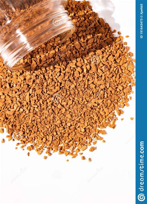 Instant Coffee Granules Scattered from the Can Stock Image - Image of ...