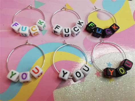 Quirky FUCK YOU Earrings Word Letter Earrings Hoop Earrings Etsy UK