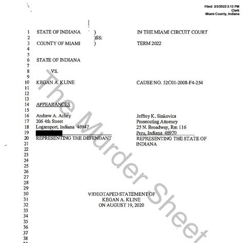 Murder Sheet Kegan Kline Redacted Statement.pdf | DocDroid