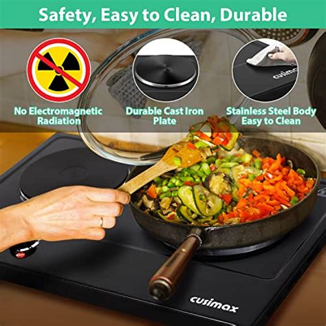CUSIMAX Hot Plate 1800W Electric Burner Double Hot Plate For Cooking Countertop Burner With