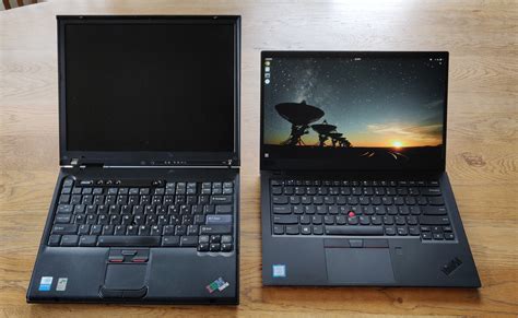 My Dads Old Ibm Thinkpad T40 Next To My New Lenovo Thinkpad X1 Carbon