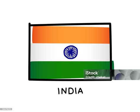 indian flag india flag colorful logo orange white  green handdrawn