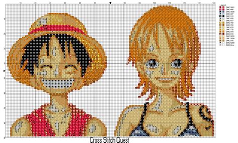One Piece Cross Stitch Pattern Luffy and Nami – Cross Stitch Quest