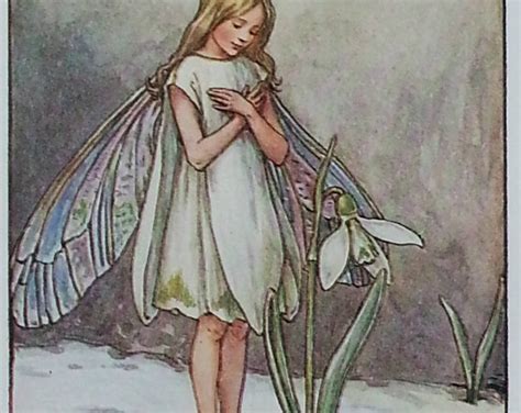 Flower Fairy Mounted Vintage Print Snowdrop Fairy Cicely Mary Barker