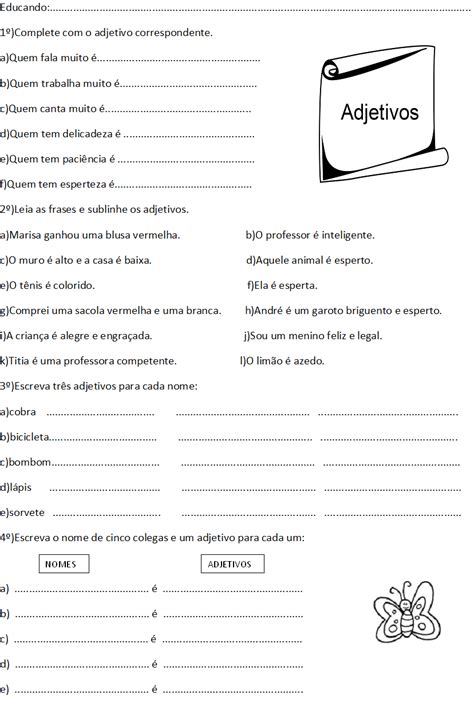 Atividade Adjetivo