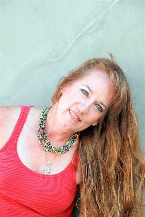 Mature Redhead Beauty Stock Image Image Of Deck Relaxing