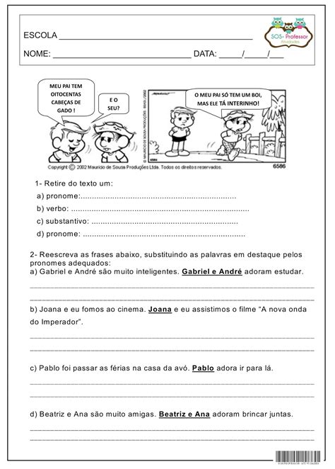 Atividade Sobre Pronome Pessoal