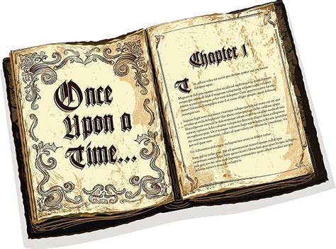 Old Fashioned Open Fairytale Storybook With Text Design Fairy Tale