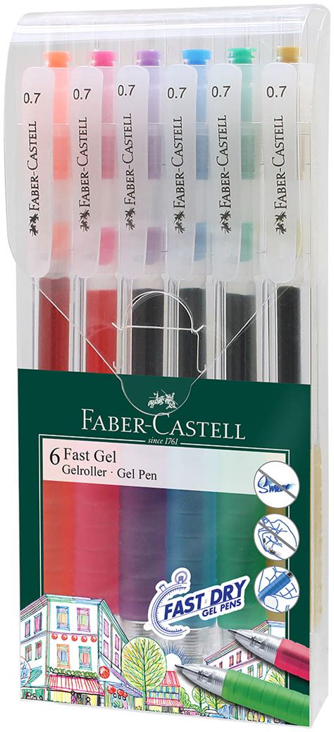 Faber-Castell Fast Gel Pens - Assorted Colours (Pack of 6) | 640908 ...