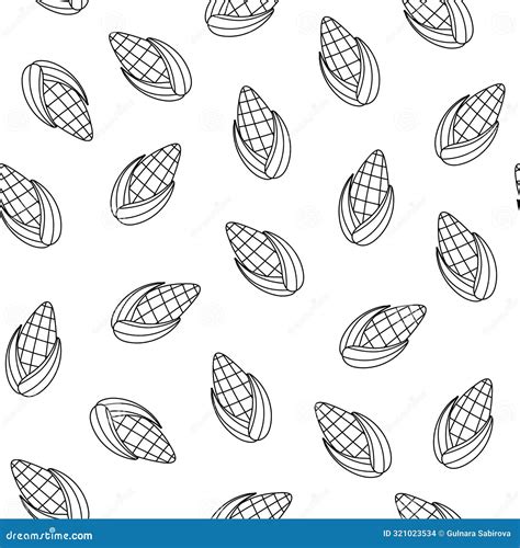 Sweet Corn Black and White Seamless Pattern in Cartoon Style. Healthy Food Doodle Background ...