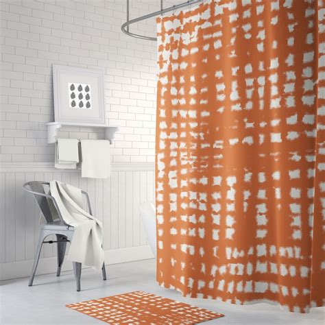 Burnt Orange Shower Curtain Terracotta Bath Curtain Modern Bathroom