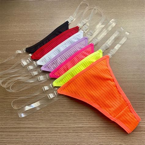 Kit 3 Lingerie Alça Silicone Removível Tecido Canelado Calcinha